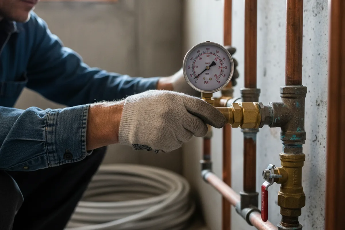 Pressure testing a repaired line during Water Line Repair in Moundsville